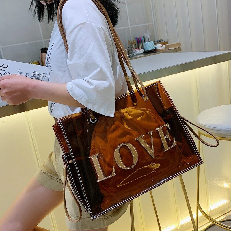 Bag Transparent Jelly Large Tote Pvc Clear Handbag Women Shoulder Capacity Beach