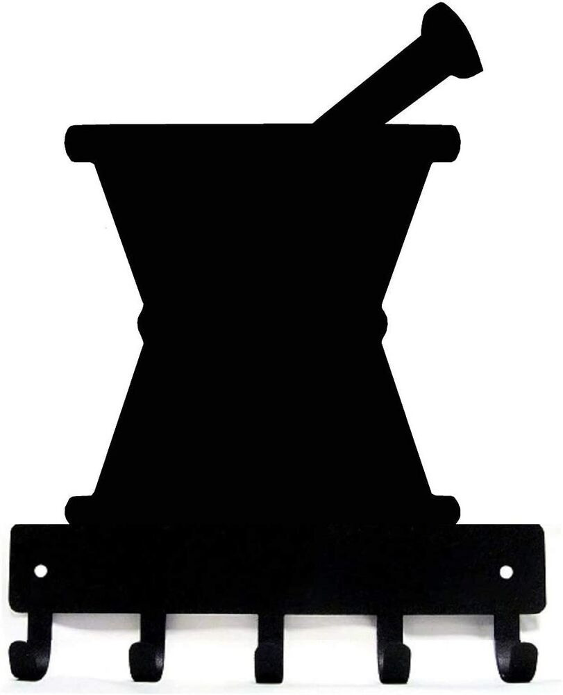 Mortar & Pestle Metal Key Rack - 9 Inch Wide / 6 Inch Wide Metal Wall Art