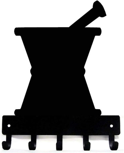 Mortar & Pestle Metal Key Rack - 9 Inch Wide / 6 Inch Wide Metal Wall Art