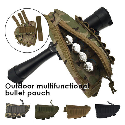 Tactical Hunting Rifle Buttstock Bag Magazine Pouch Rest Shell Mag Ammo Pouch
