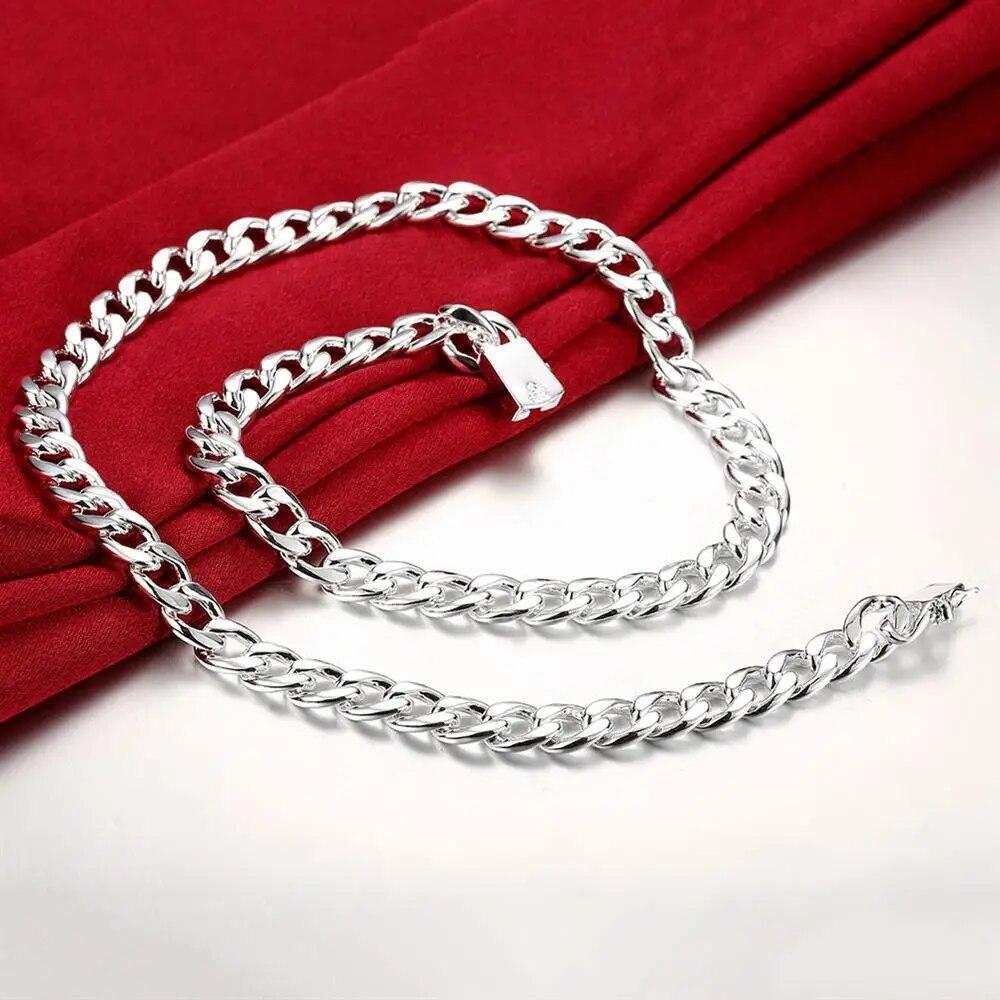 Cadena De Plata 925 Cadenas Gruesas 10 Mm Ancho Para Hombres Mujeres Collar 24