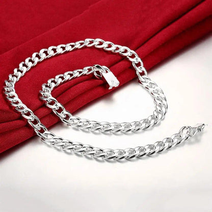 Cadena De Plata 925 Cadenas Gruesas 10 Mm Ancho Para Hombres Mujeres Collar 24