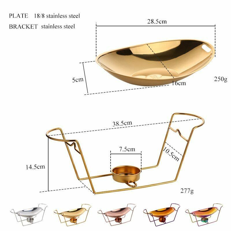 Kitchen Alcohol Stove 38.5x10.5x14.5cm Stainless Steel Chafing Dish Fuel Boilers
