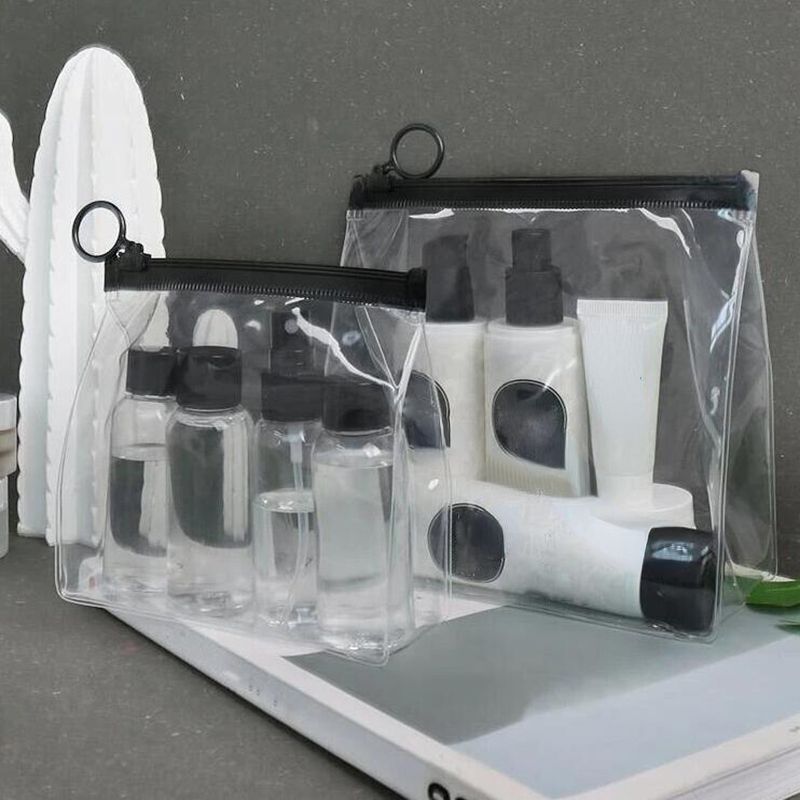 PVC Transparent Bathroom Cosmetic Bag Clear Zipper Makeup Bag Waterproof Purse