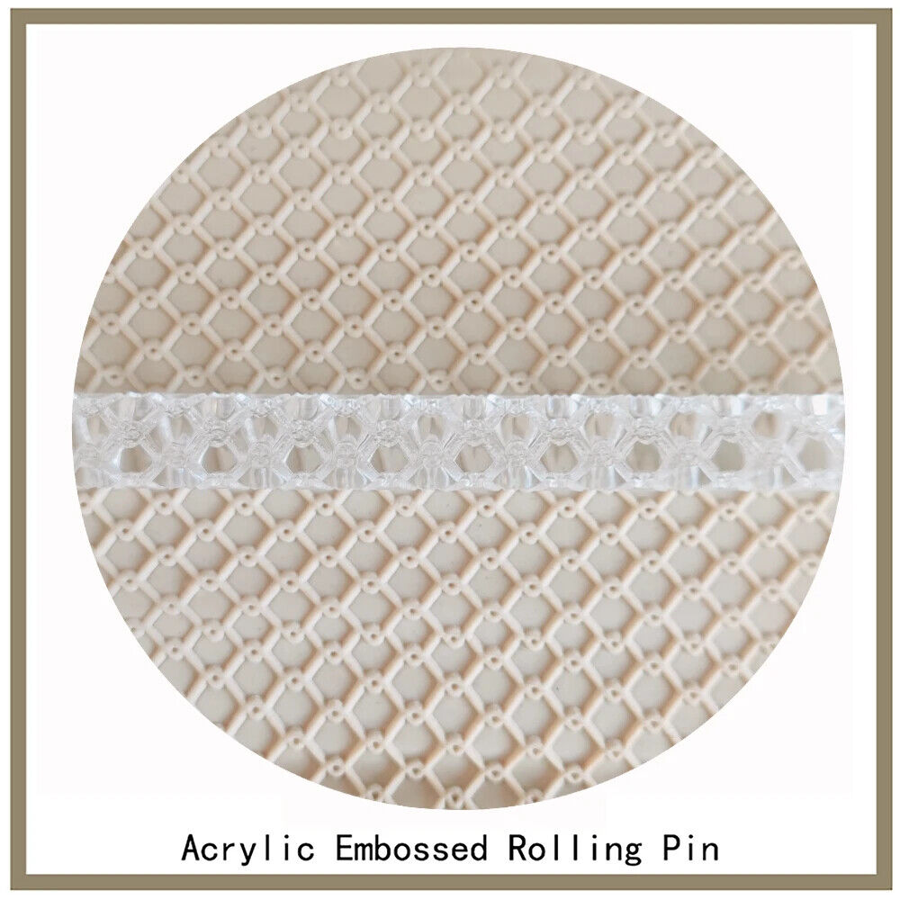 Rolling Pin Acrylic Cake Dough Roller DIY Pastry Engraved Embossing Baking Tools