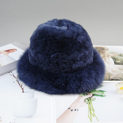 New Style Women Winter Natural Fur Hats Knit Fur Cap Knitted Fluffy Rabbit Fur