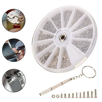 Watch Repair Kit 600Pcs Assorted Screws Clock Eyeglasses Parts Tools Accessories