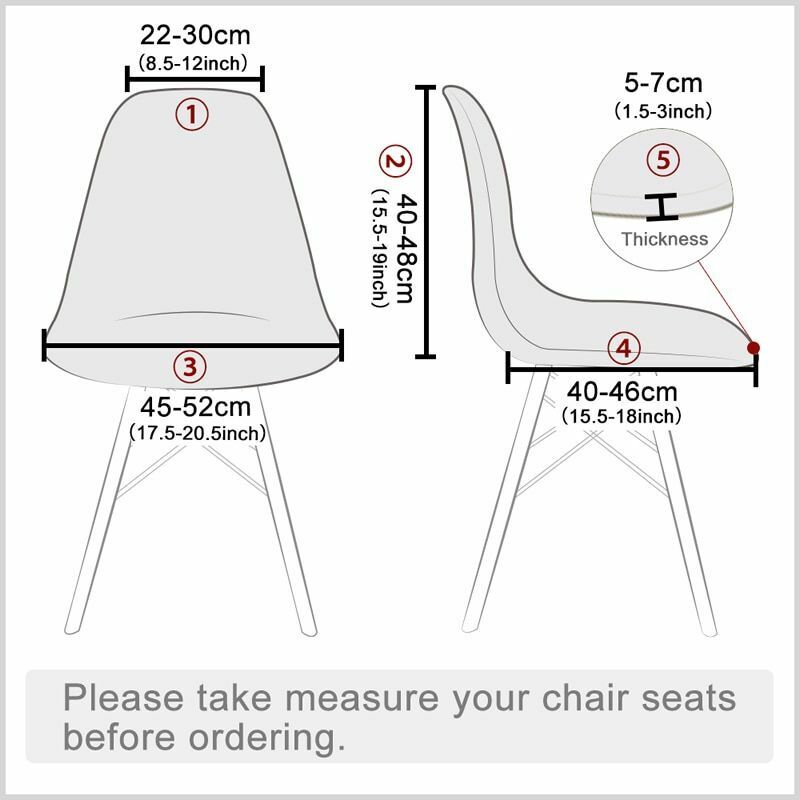 1/2/4/6 Pcs/Set Seat Cover For Eames Armless Chair Washable Removable Slipcovers