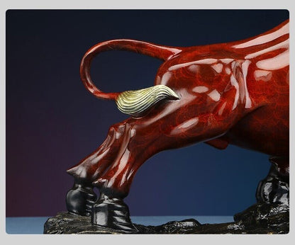 16'' large brass copper furniture decorate animal fortune copper bull ox statue