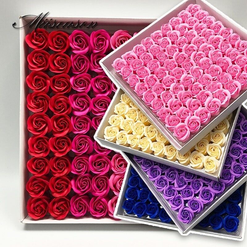 81Pcs Rose Box Flower Petal Scented Bath Soap Foot Body Bath Wedding Decoration