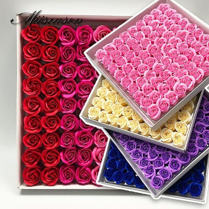 81Pcs Rose Box Flower Petal Scented Bath Soap Foot Body Bath Wedding Decoration