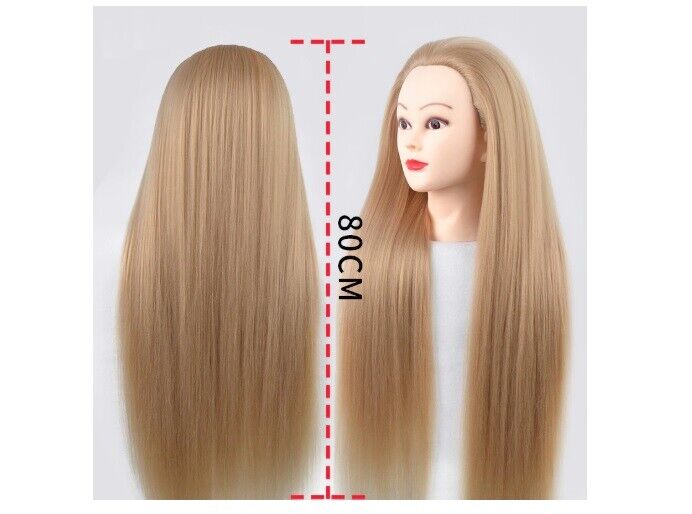 80cm Training Head With Long Thick Hair Practice Hairdressing Styling Mannequins