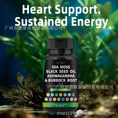Certified Organic Sea Moss Capsules - Irish Sea Moss Bladderwrack Burdock Root