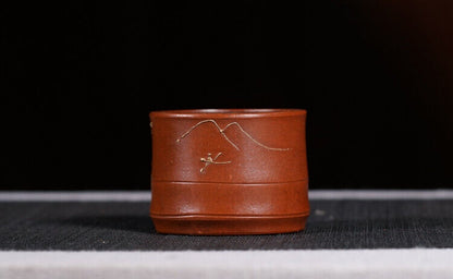 Chinese Yixing Zisha Clay Handmade Exquisite flowerpot（节节高升 底款：铁画轩）