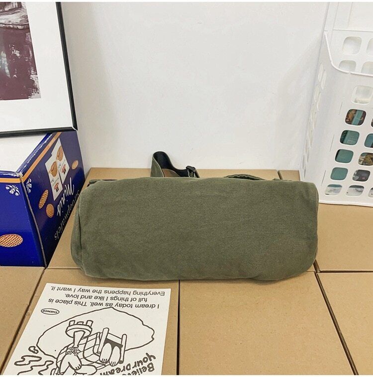 Canvas Fabric Shoulder Bag Student Medium Size School Book Laptop Bag