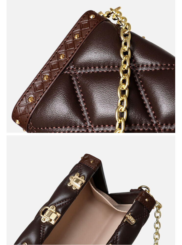 Small Mini Quilted Lambskin Leather Clutch Box Case Shoulder Bag Purse w/ Chain