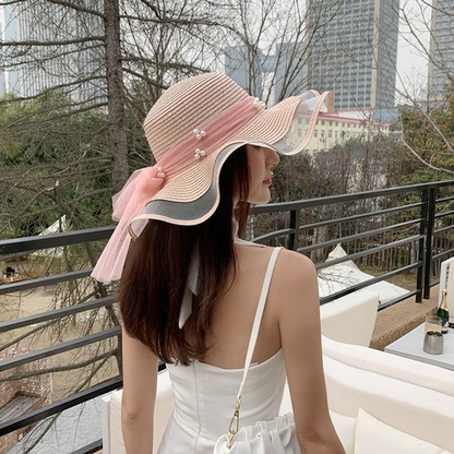 Foldable Wide Brim Floppy Girls Straw Hat Sun Hat Beach Summer Hat Protect Cap