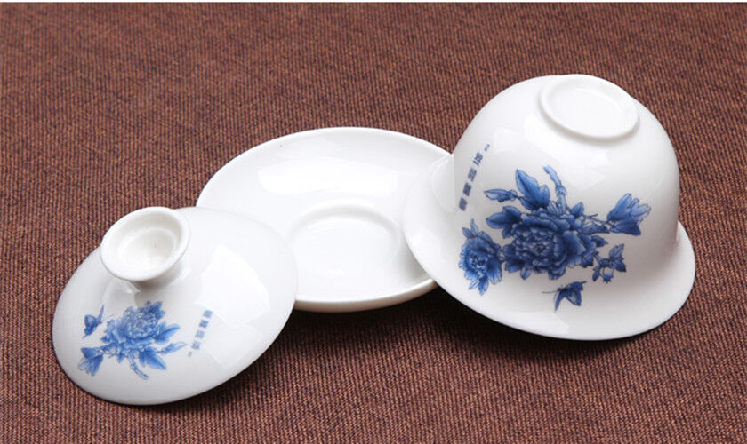 porcelain tureen Chinese kungfu gaiwan tea brewer bowl lid cup saucer 100ml new