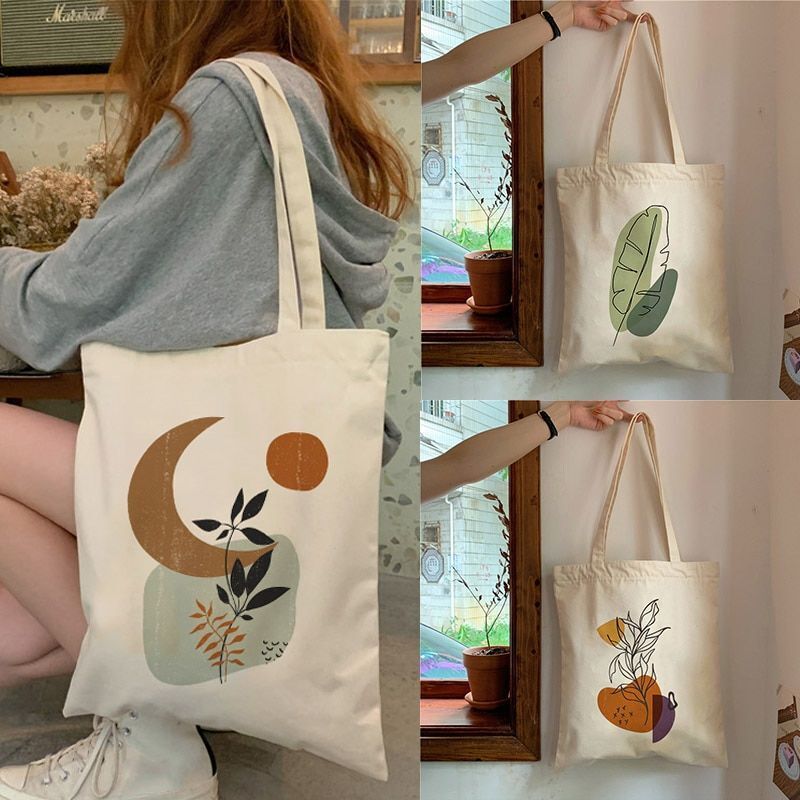 Retro Canvas Tote Bag Handbag Fashion Shoulder Bag Large Student Book Bags Linen