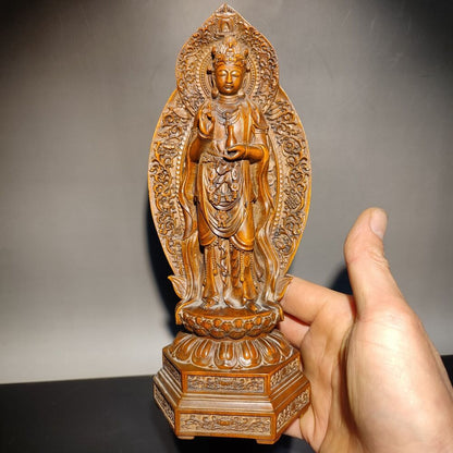 vintage wooden ornaments carved wood statue buddha kwan yin guanyin praying rare