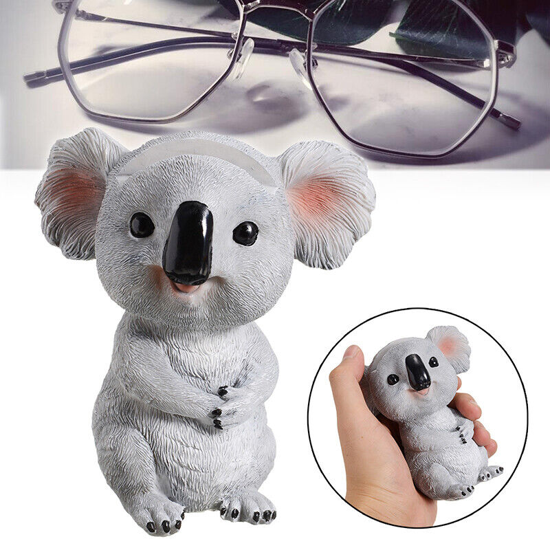 Cute Koala Figurines Glasses Holder Resin Statue Eyeglasses Pen Display Stand