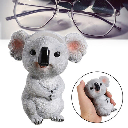 Cute Koala Figurines Glasses Holder Resin Statue Eyeglasses Pen Display Stand