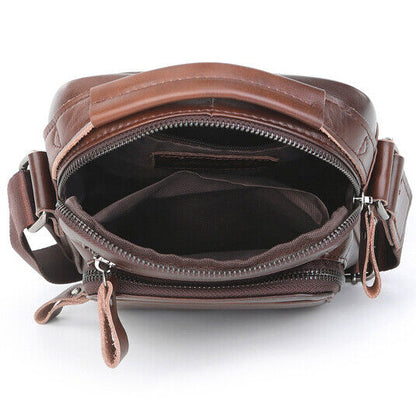 100% Genuine Leather Men's Crossbody Shoulder Bag 8" Handbag Business Cowhide