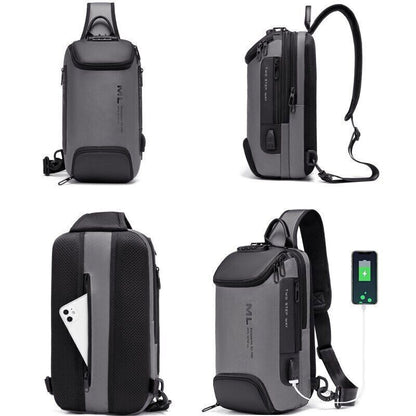 Men Anti-theft Lock Shoulder Bags USB Charging Crossbody Travel Chest Bag Pack