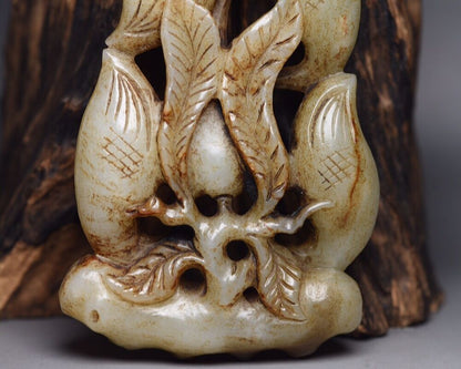 China Vintage Antique Natural Hetian Jade Carved Exquisite Crane Statue Artwork