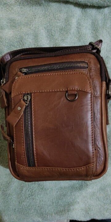 100% Genuine Leather Men's Crossbody Bag Shoulder Bag Messenger Bag Classic