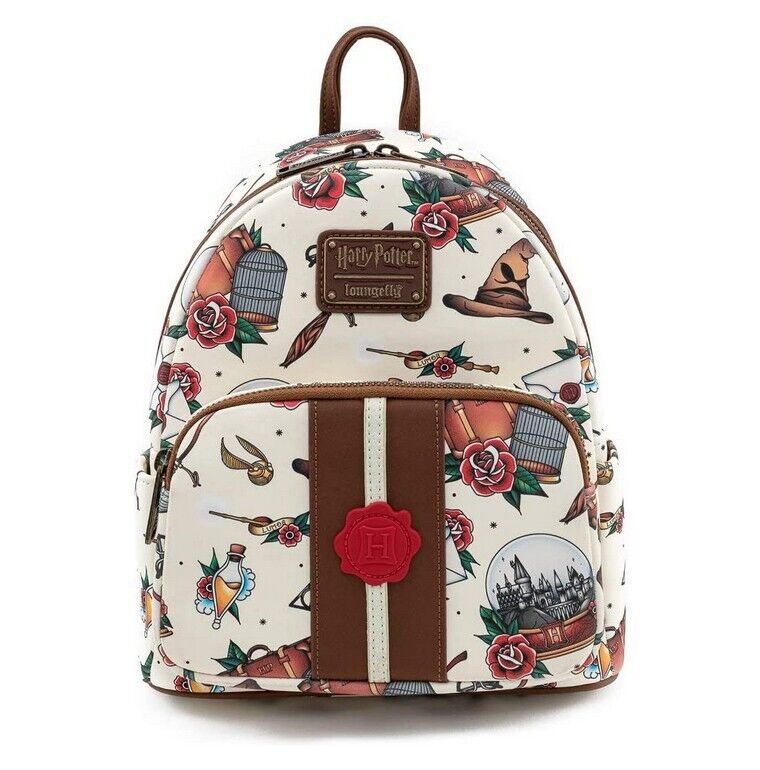 Loungefly Tattoo Art Cream Color Women Bag Mini Backpack Harry Potter Limited