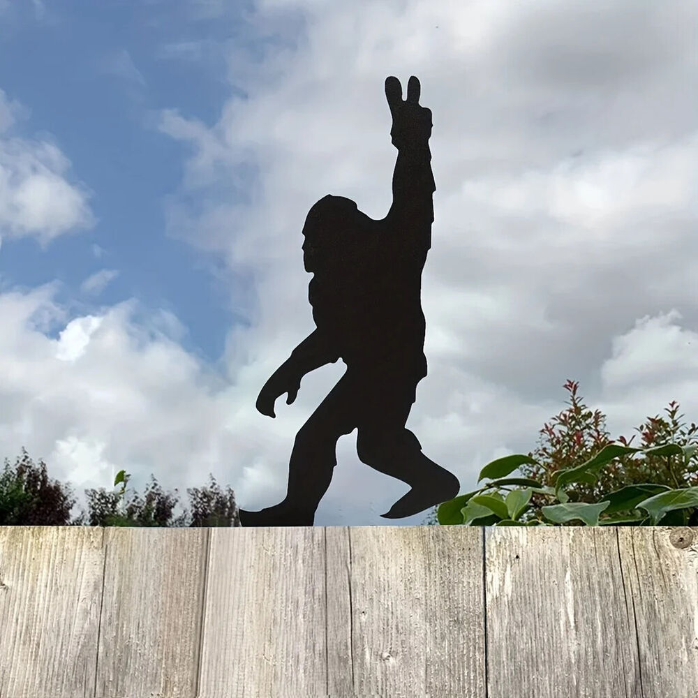 Funny Gorilla Metal Silhouette Garden Stake For Fence Top, Lawn
