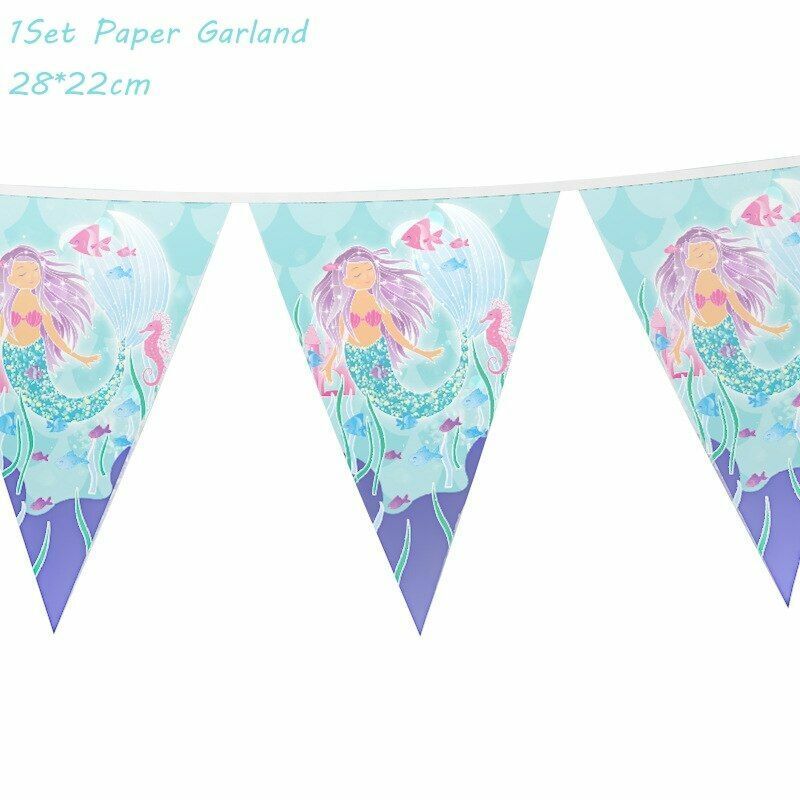 57Pcs/Set Mermaid Party Supplies Kit Baby Shower Under the Sea Theme Decorations