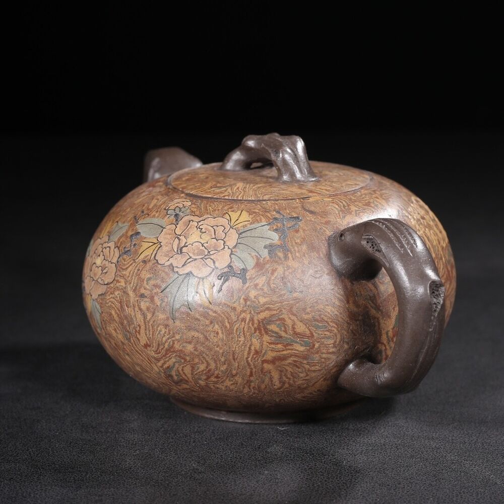 vintage chinese yixing purple clay teapot zisha ceremony pretty painted teaware
