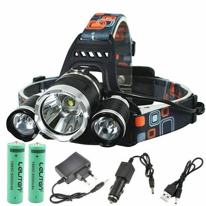 LED Headlamp Rechargeable Zoom Fishing Headlight Torch Hunting Head Lamp Camping