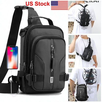 Men Sling Bag Chest Bag Cross Body Handbag Shoulder Pack Sports Travel Backpack