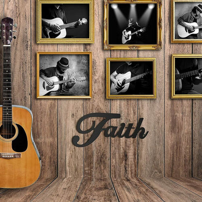3 Pieces Metal Word Sign, Black Rustic Faith Family Love Wall Art Sign