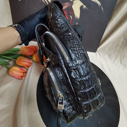 Handcrafted Nile Crocodile Skin Leather Mens Luxury Crossbody bag Sling Backpack
