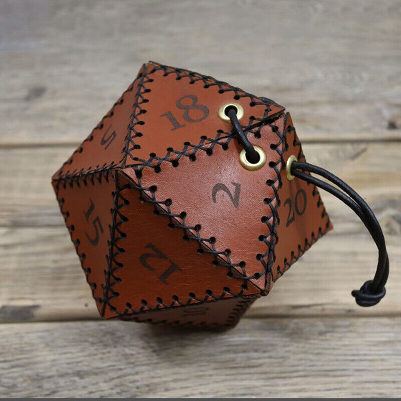 Leather Dice Bag Polygonal Dice Storage Boxes Reinforced Drawstring Dice Bags