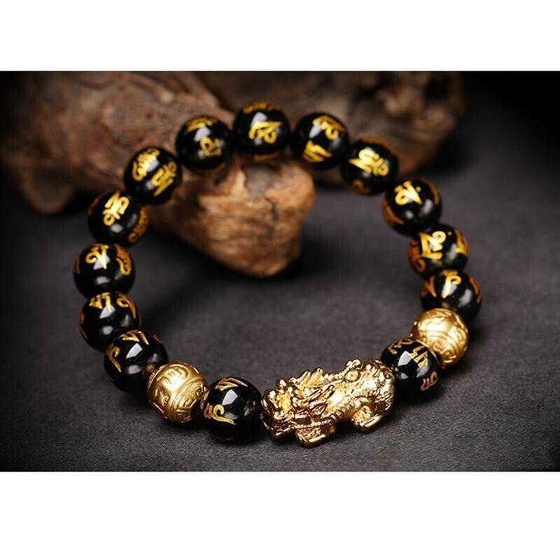Feng Shui Pixiu Black Obsidian Wealth Bracelet Original 40%off
