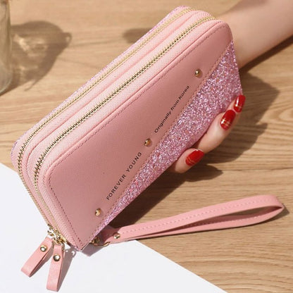 Women Wallets Coin Purses Cards Holder Double Zippers Handbag Money Bags 20*10CM