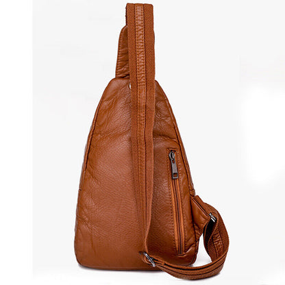 Women's Sling Backpack Faux Leather Crossbody Chest Bag Outddor Casual Daypack