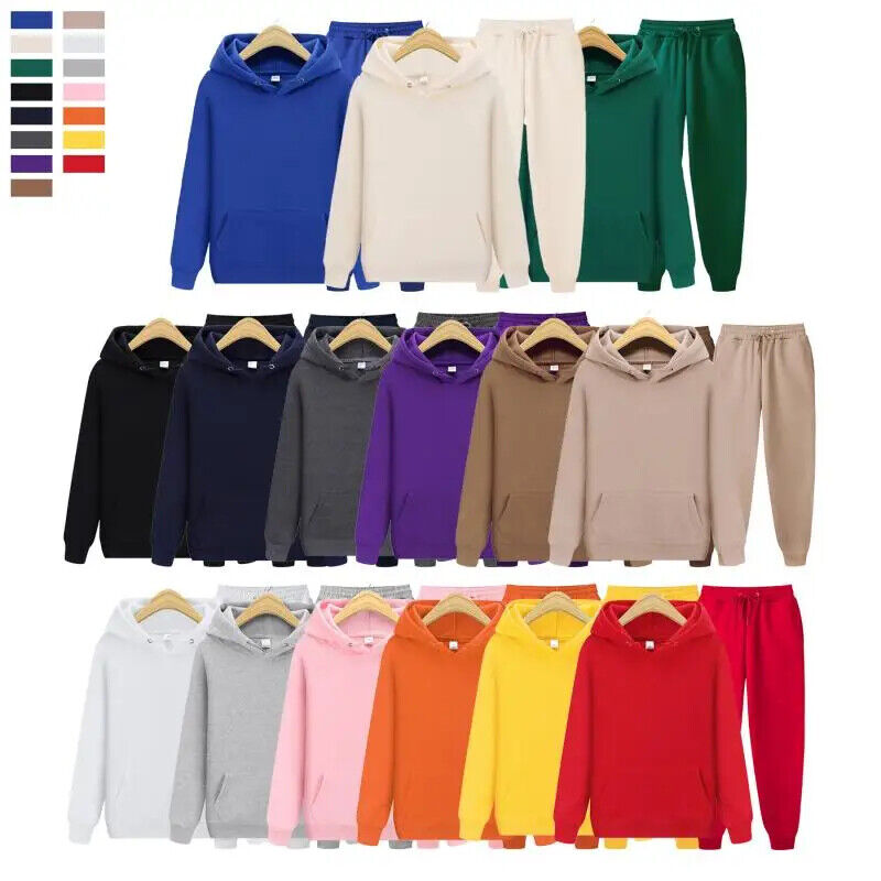 Two Piece Set Women Tracksuit Sportwear Pants Suit Men Autumn Winter Sweatpants