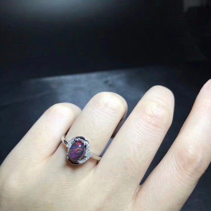 Natural Ethiopian Black Opal Gemstone Solid 925 Sterling Silver Women Rings
