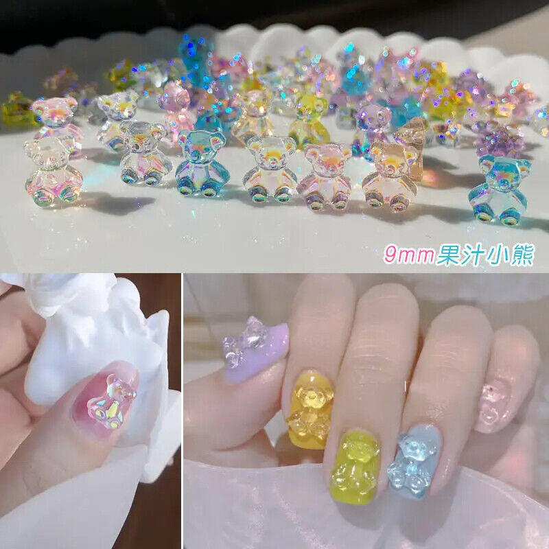 Nail Art Decor 7Grid Mixed-Styles Butterfly Bear Rhinestones 3D Glitter Crystals