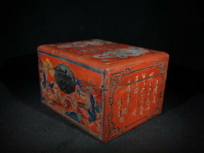 7.8" antique chinese jewelry box dragon sculpture statue qing qianlong seal box