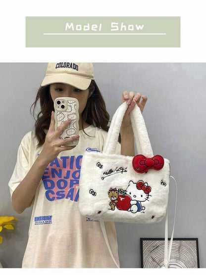 Hello Kitty Kuromi Melody Plush Handbag Crossbody Bag Girls' Plush Shoulder Bag