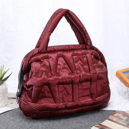Big Shoulder Bag Cotton Feather Down Bag Crossbody Purse Nylon Handbag 40*21*30
