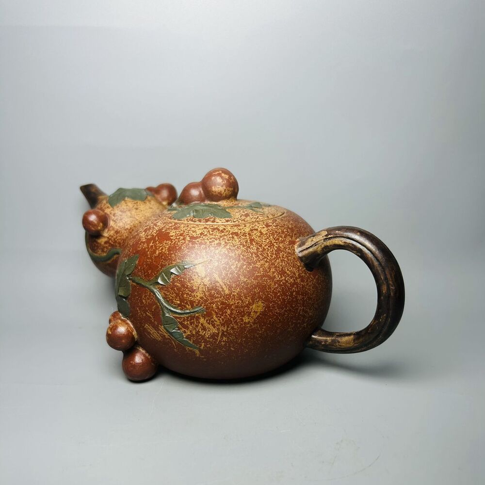 Vintage Chinese Yixing Purple Clay Teapot Zisha Ceremony Ceramic Gourd Teaware