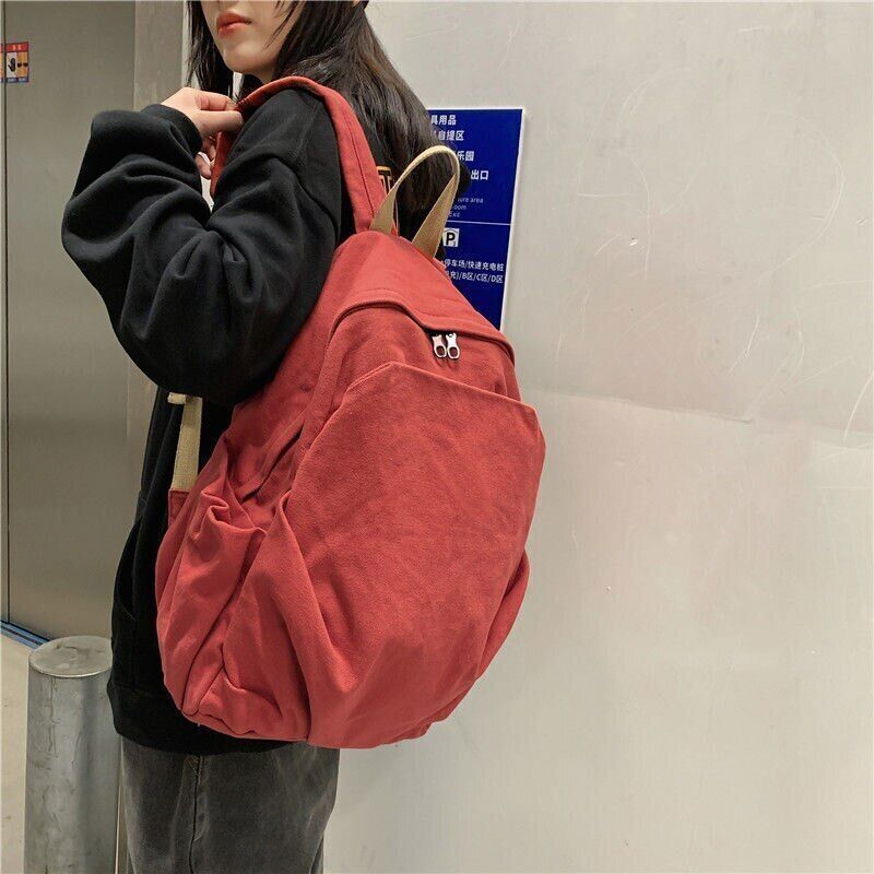 Backpacks Women Zipper School Bag Canvas Simple All-match Vintage Korean